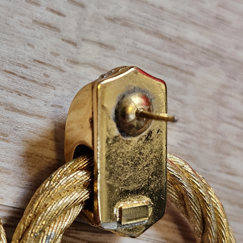 Damaged/Fixed Christian Dior Pave’ Crystals Gold Tone Hoop Earrings. - Picture 6 of 7